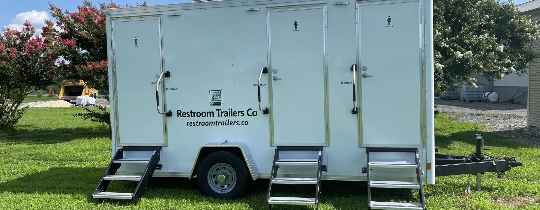 A Restroom Trailers Co trailer set up on site