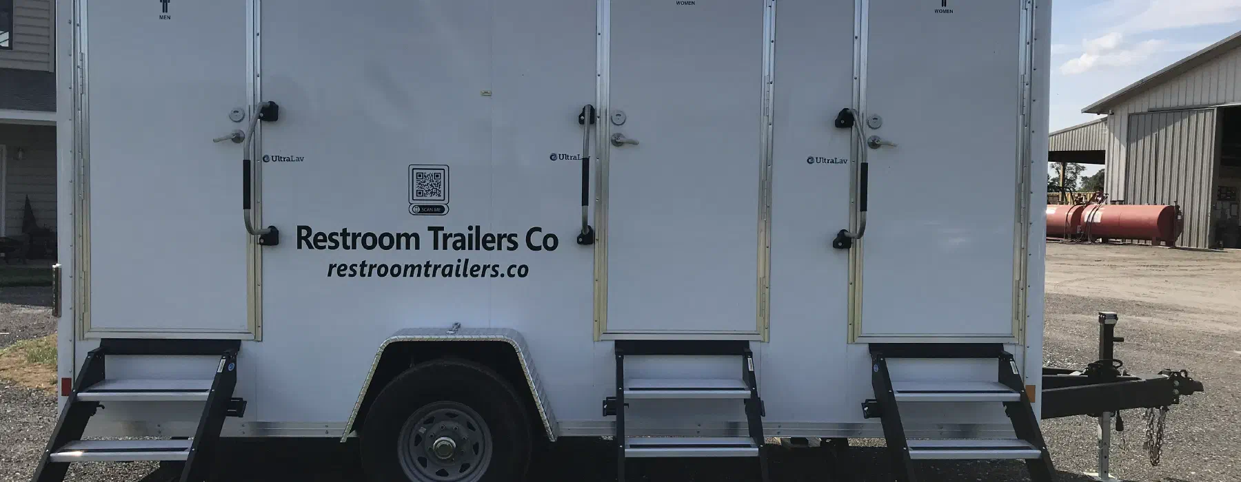 A Restroom Trailers Co trailer set up on site