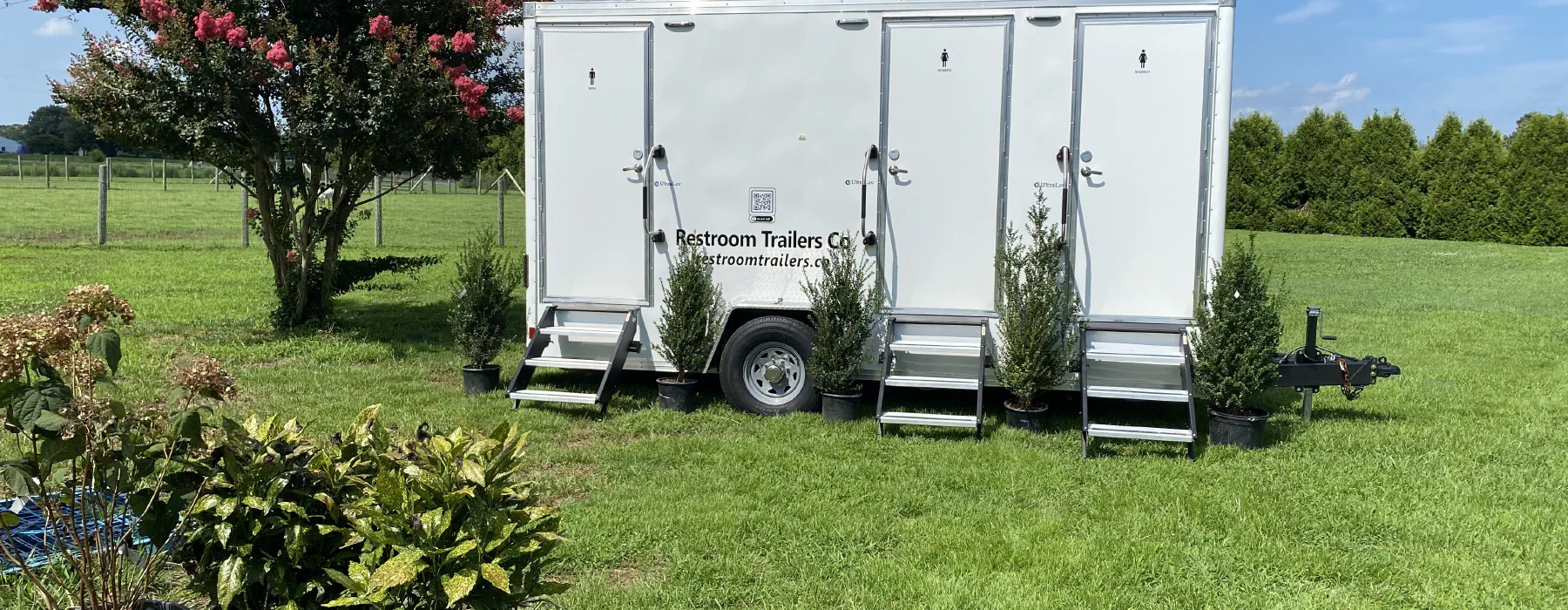 A Restroom Trailers Co trailer set up on site