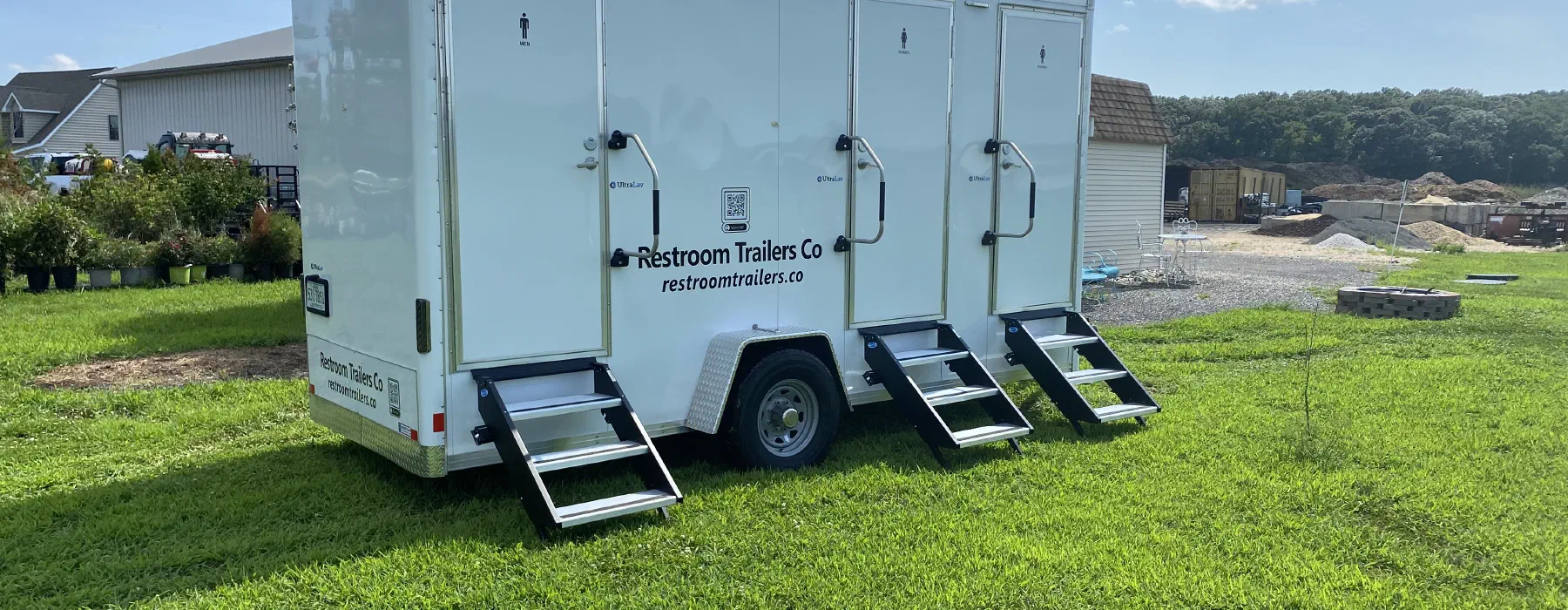 A Restroom Trailers Co trailer set up on site