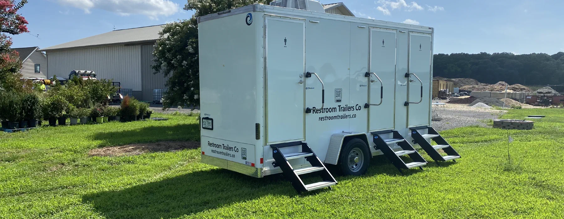 A Restroom Trailers Co trailer set up on site